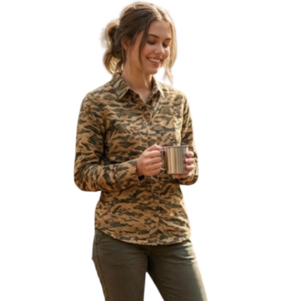 United by Blue Women's Camo Button Down Shirt Hemp & Organic Cotton Size: Medium